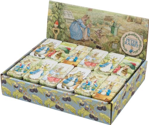 TIN TREATS Beatrix Potter Peter Rabbit Mini Slider Tin with Raspberry Millions 12g