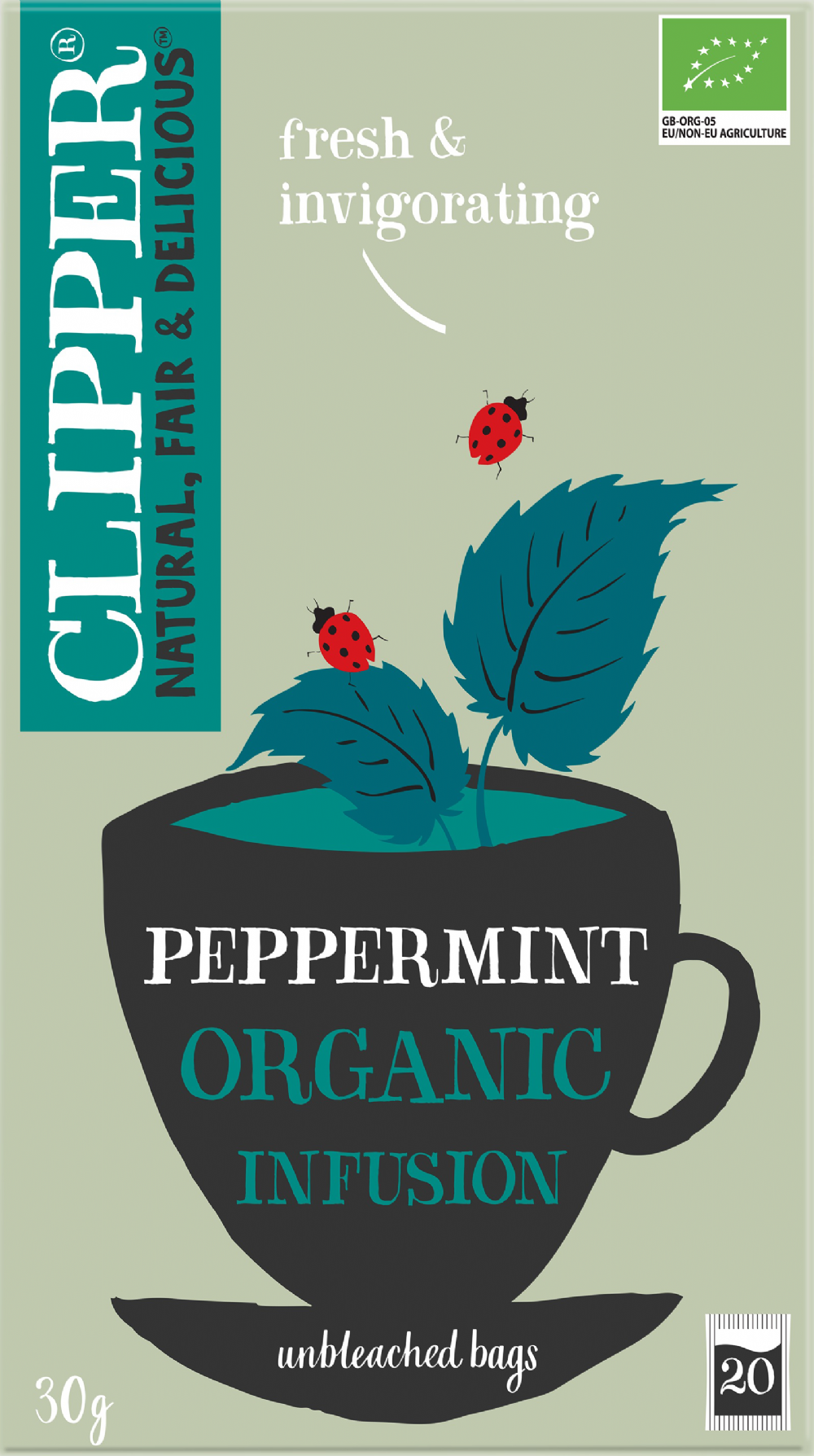 CLIPPER 20 Organic Peppermint Teabags 30g - 1 Case