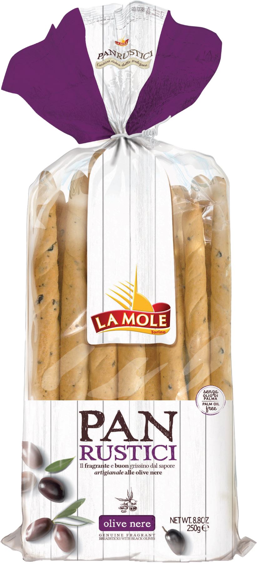 LA MOLE Panrustici Breadsticks - Olives 250g - 1 Case