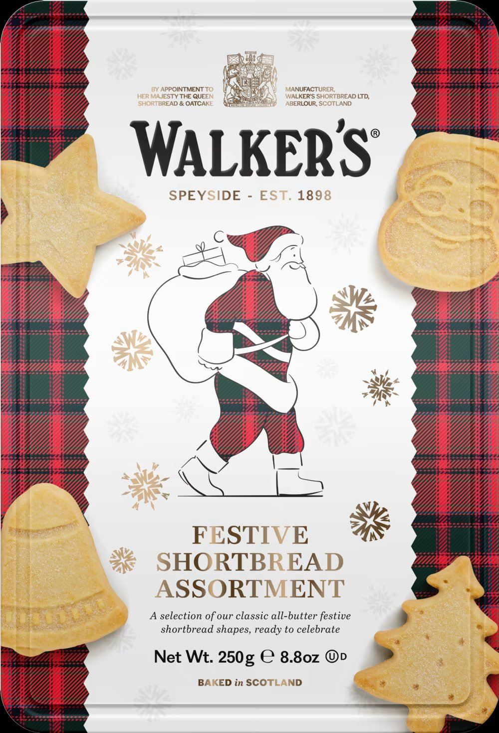 WALKER'S Festive Shortbread Assortment - Santa Tin 250g
