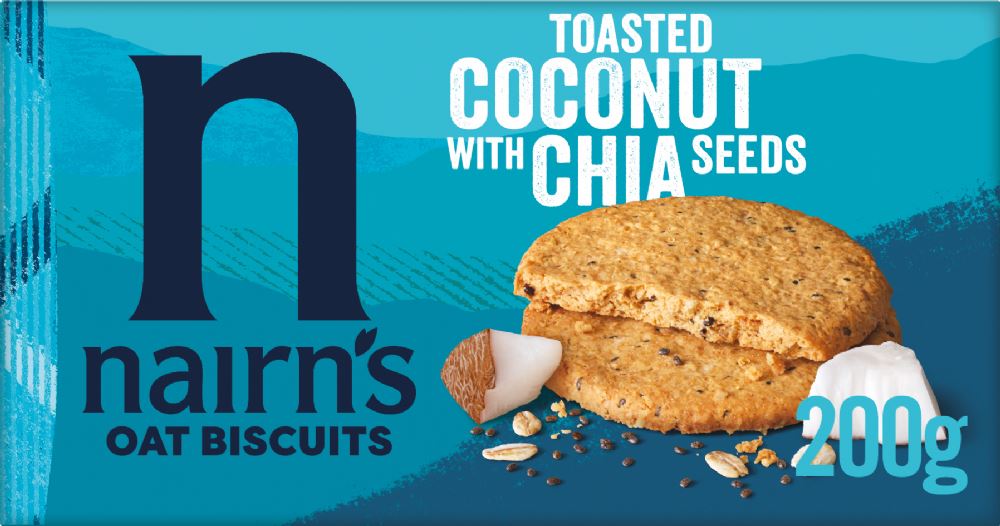 NAIRN'S Oat Biscuits - Toasted Coconut with Chia Seeds 200g - 1 Case