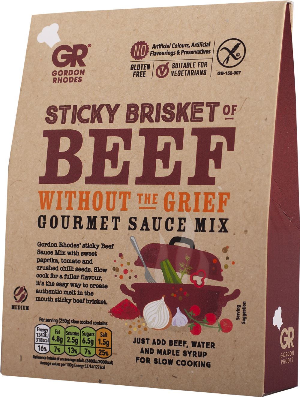 GORDON RHODES Sticky Brisket of Beef Without the Grief Gourmet Sauce Mix 75g - 1 Case