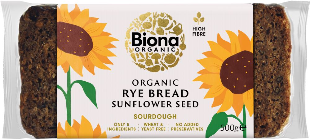 BIONA Organic Rye Sunflower Seed Bread 500g - 1 Case