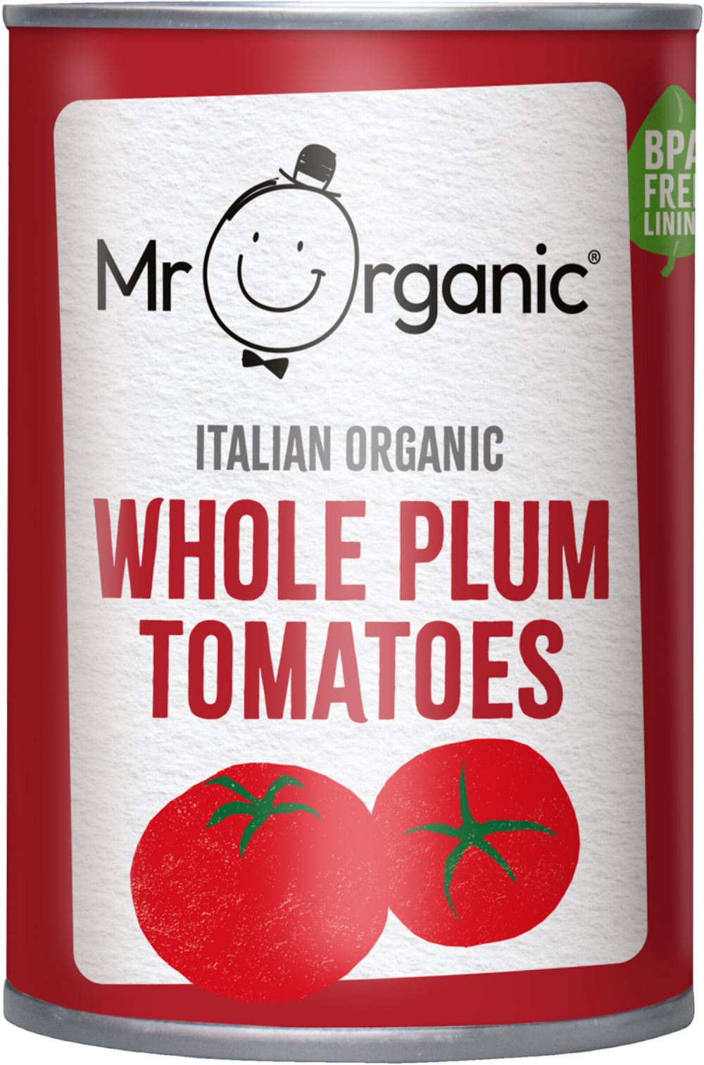 MR ORGANIC Italian Organic Whole Plum Tomatoes 400g - 1 Case