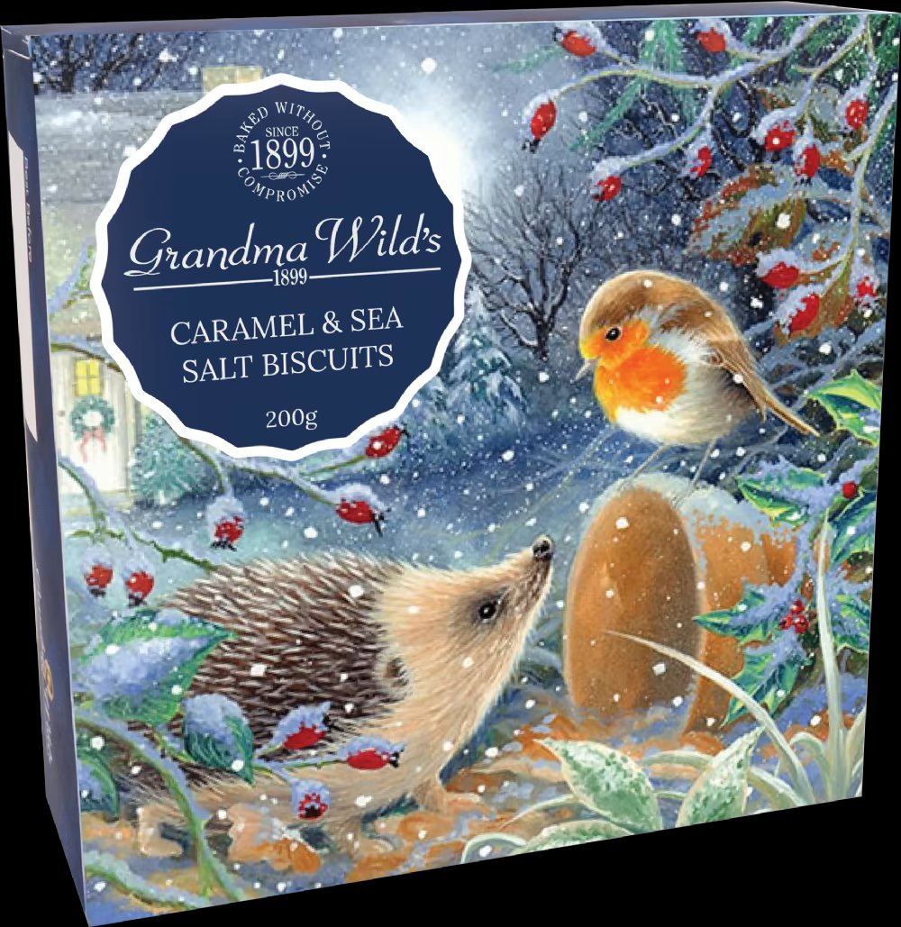 GRANDMA WILD'S Caramel & Sea Salt Biscuits - Hedgehog & Robin Box 200g