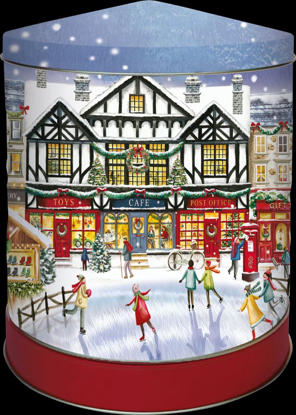 GRANDMA WILD'S Festive Gingerbread Shaped Biscuits in Embossed Christmas High Street Musical Tin 300g