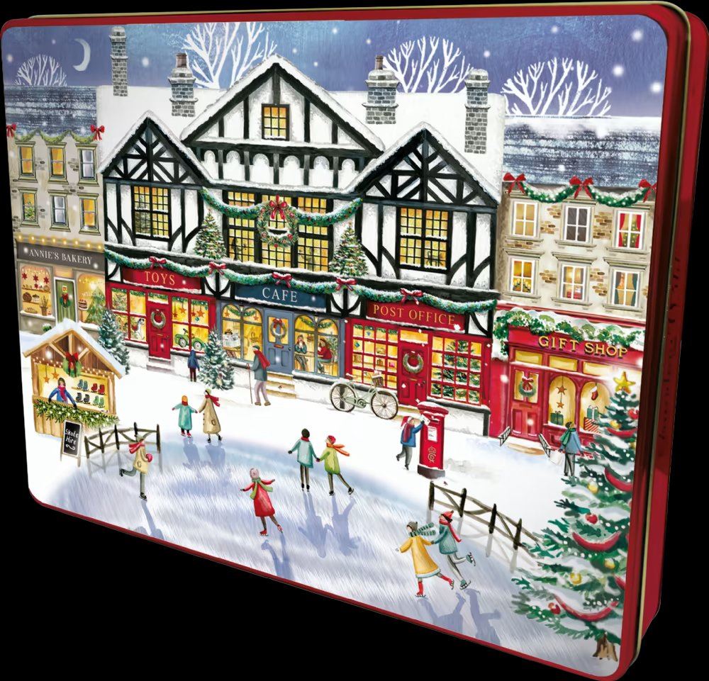 GRANDMA WILD'S Assorted Biscuits in Embossed Christmas High Street Tin 600g