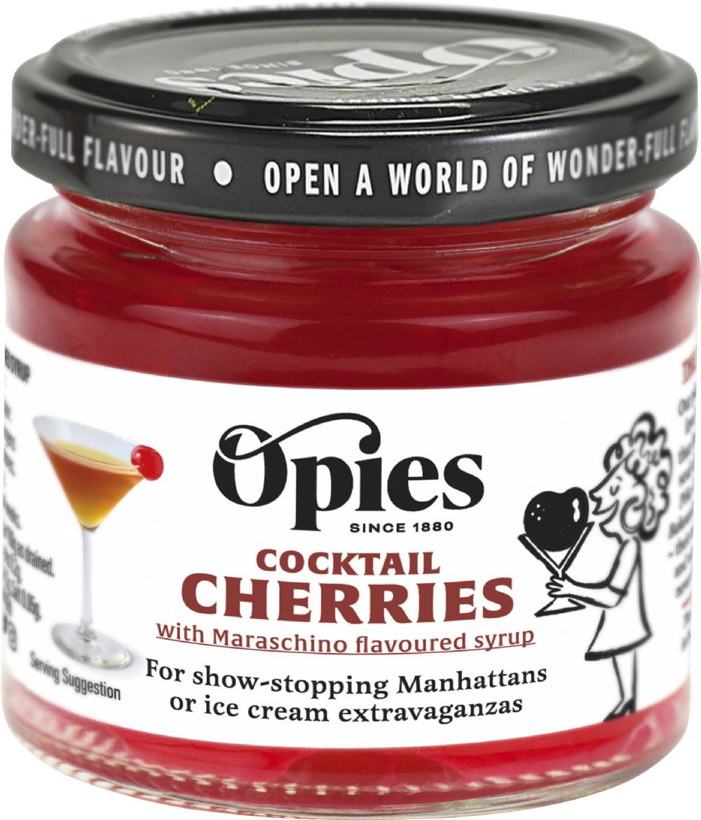 OPIES Cocktail Cherries - Maraschino Flavour 130g - 1 Case
