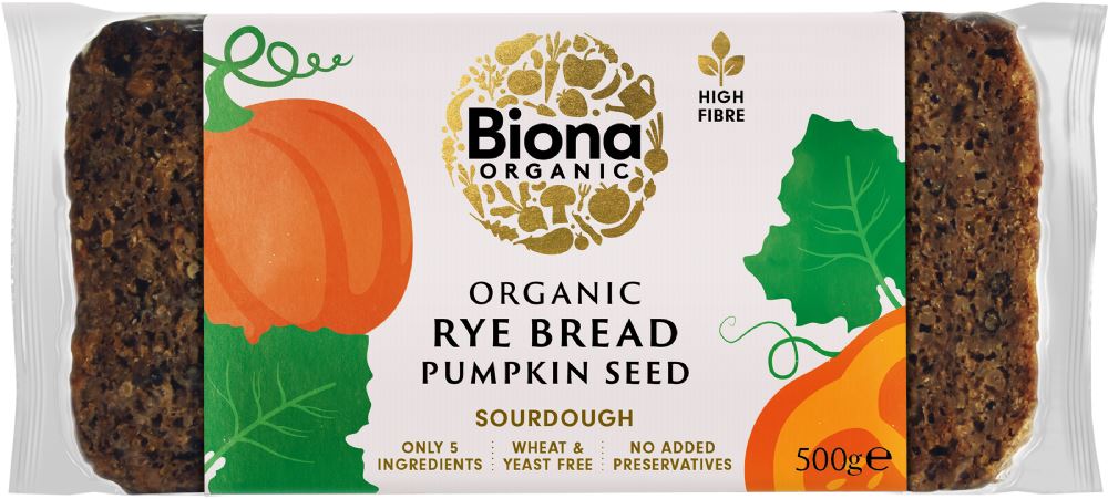 BIONA Organic Rye & Pumpkin Seed Bread 500g - 1 Case