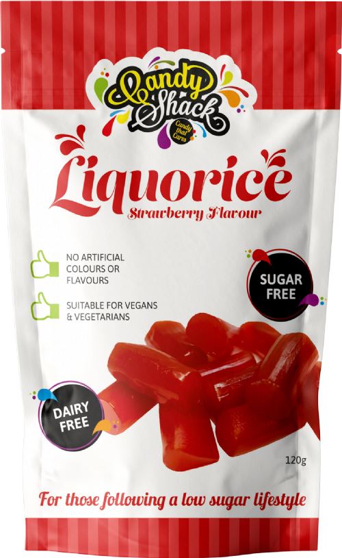 CANDY SHACK Strawberry Flavour Liquorice - Sugar Free 120g