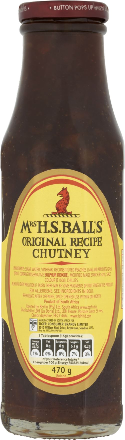 MRS H.S. BALL'S Original Recipe Chutney 470g