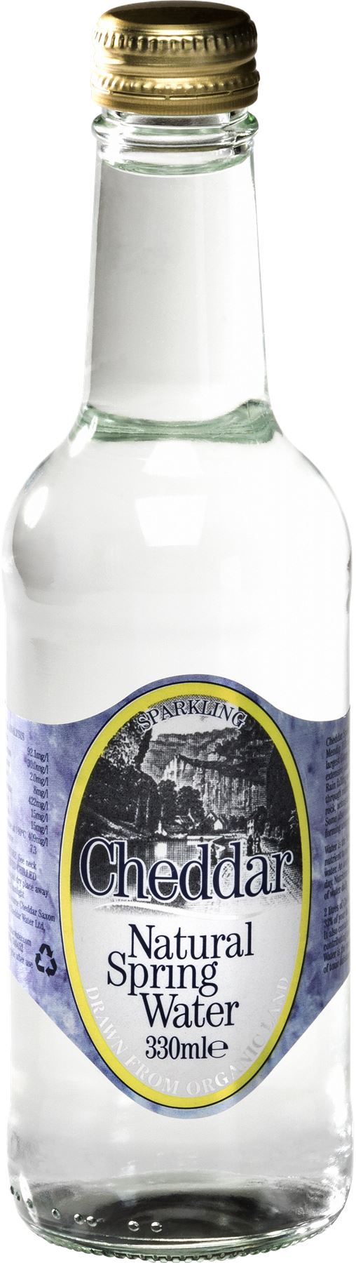 CHEDDAR Natural Spring Water - Sparkling Glass 330ml - 1 Case