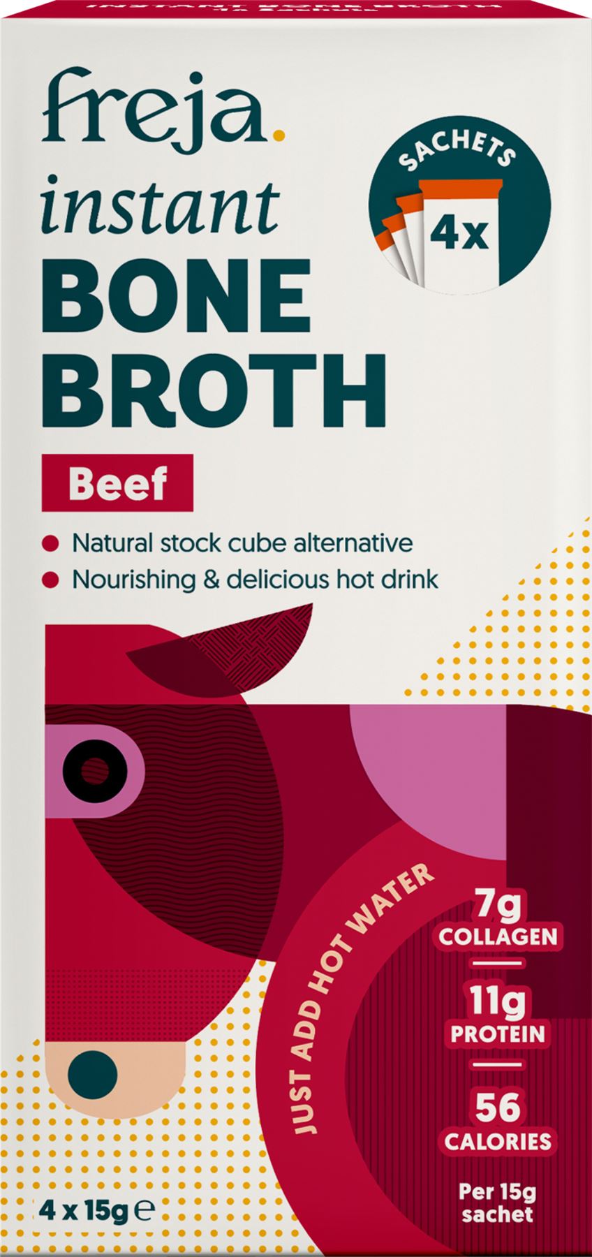 FREJA Instant Beef Bone Broth - 4 Sachets 60g - 1 Case