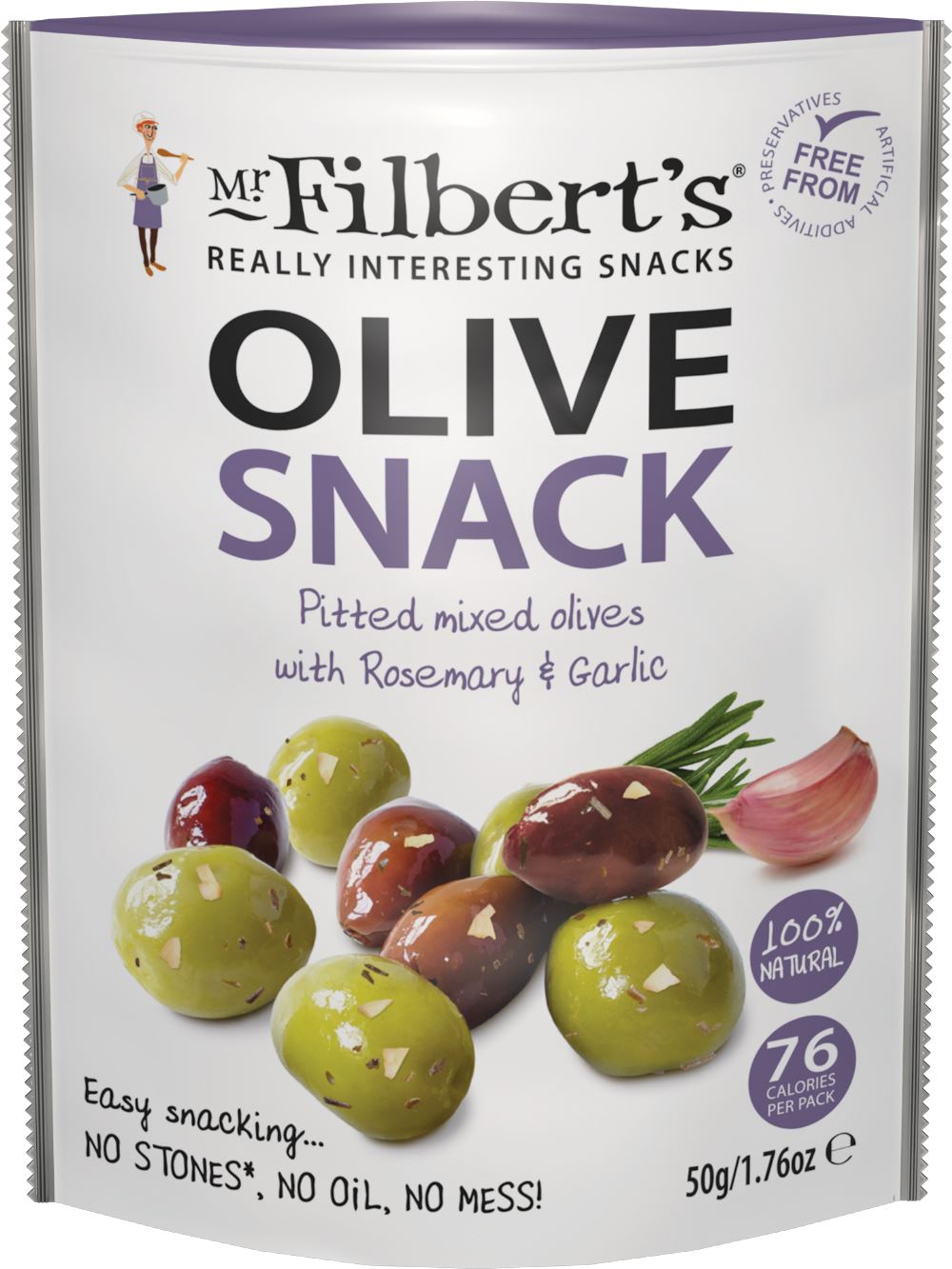 MR FILBERT'S Pitted Mixed Olives with Rosemary & Garlic 50g - 1 Case