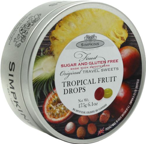 SIMPKINS Travel Sweets - Sugar Free Tropical Fruit Drops 150g