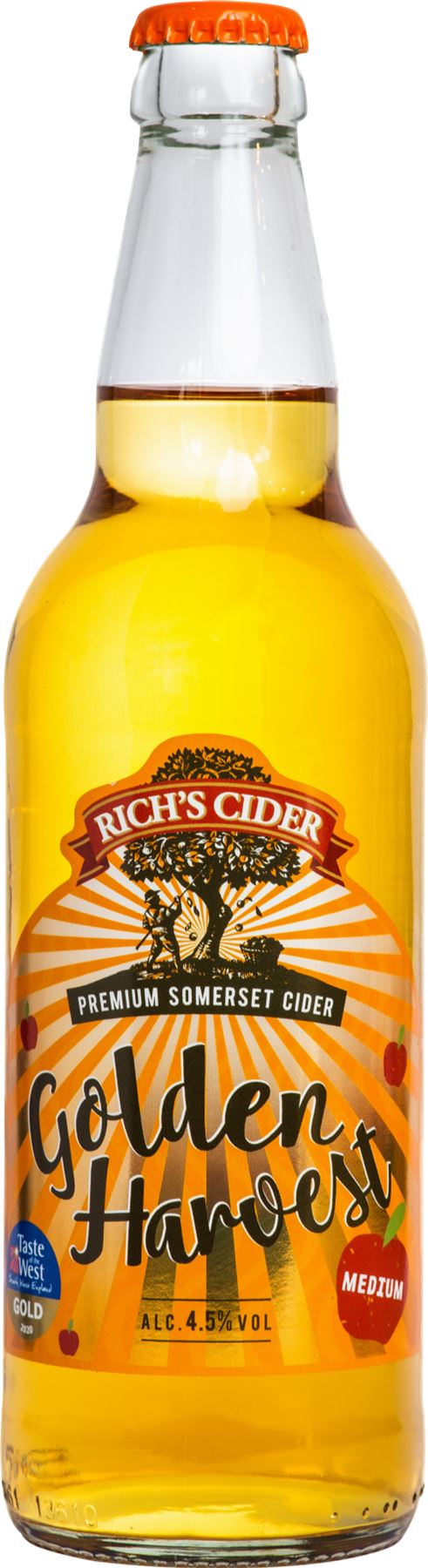 RICH'S CIDER Golden Harvest Cider - Medium 4.5% ABV 500ml