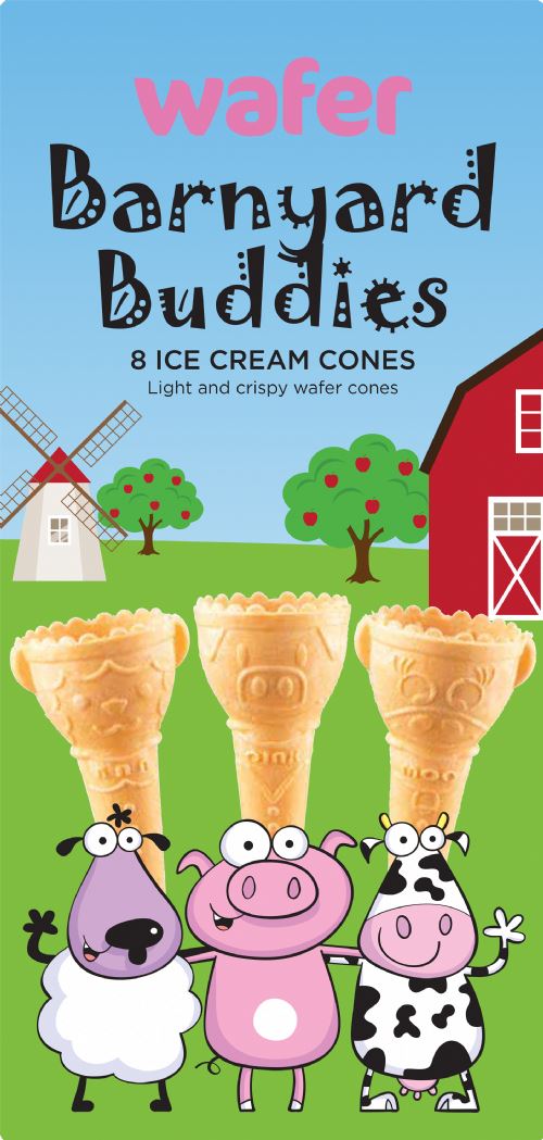 WAFER Barnyard Buddies - 8 Ice Cream Cones