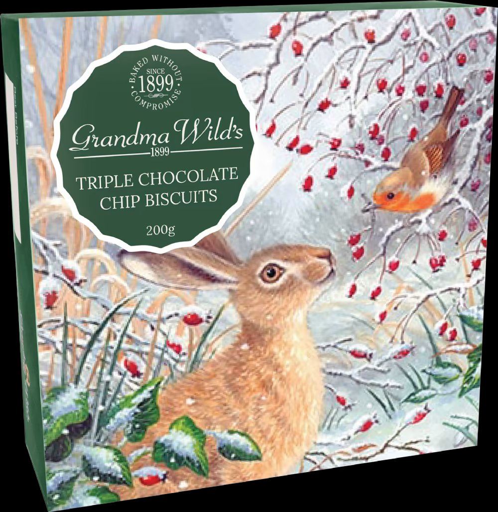 GRANDMA WILD'S Triple Chocolate Chip Biscuits - Hare & Robin Box 200g
