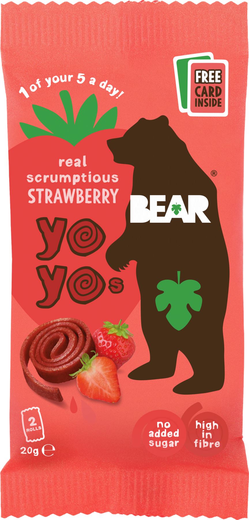 BEAR Yoyos Pure Fruit - Strawberry 20g - 1 Case