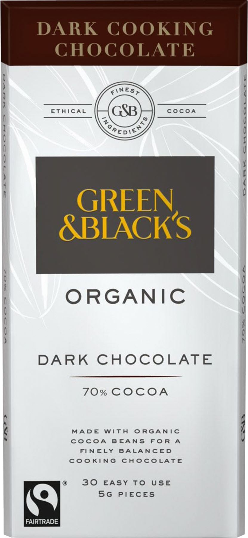 GREEN & BLACK'S Organic Dark Cooks' Chocolate 70% Cocoa 150g - 1 Case