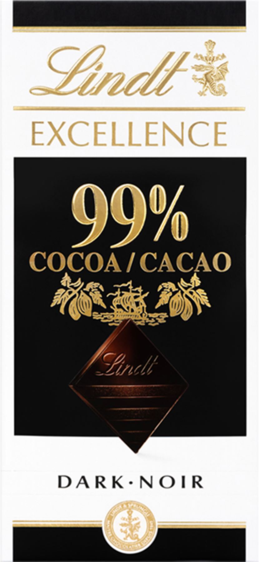 LINDT Excellence Dark 99% Cocoa Bar 50g - 1 Case