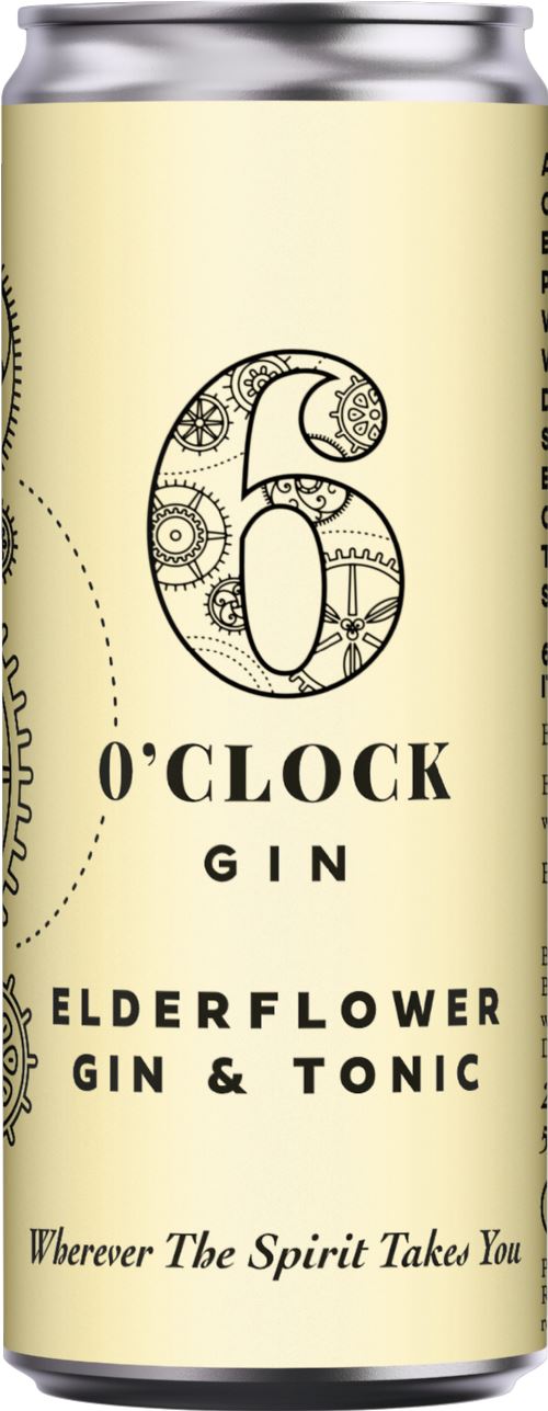 6 O'CLOCK Elderflower Gin & Tonic - Can 5.8% ABV 250ml