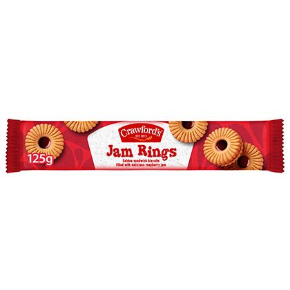 Crawford's Jam Rings Biscuits 125g (Case of 12)