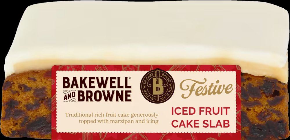 BAKEWELL AND BROWNE Iced Fruit Cake Slab 350g