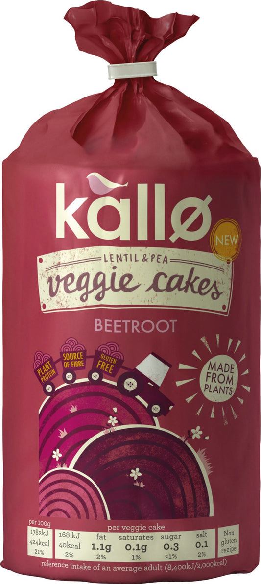 KALLO Lentil & Pea Veggie Cakes - Beetroot 122g - 1 Case