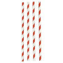Paper Straw Red & White Striped 200x6mm