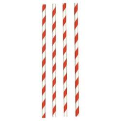 Paper Straw Red & White Striped 200x6mm (Case of 40)