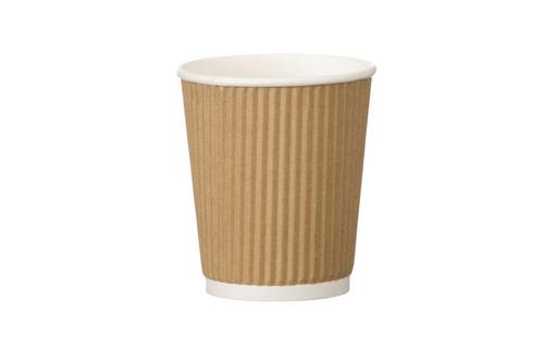 Double Wall Ripple Cup Kraft 8oz (on concession to a double wall red bean & coffee print cup design)