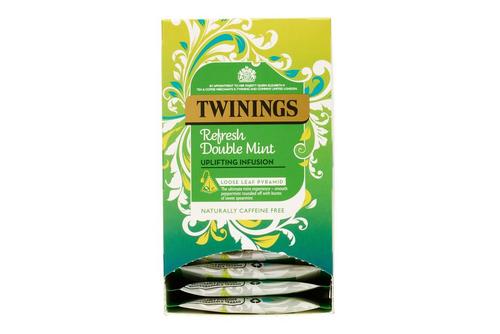 Twinings Refresh Double Mint Mesh Tea Pyramids String & Tagged Enveloped