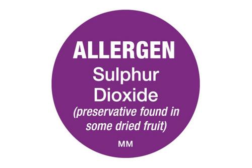 25mm Allergen Label Sulphur Dioxide