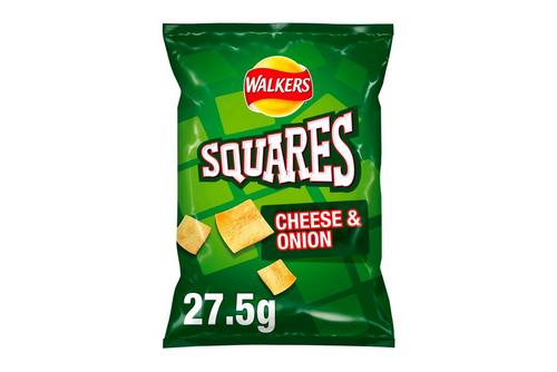 Walkers Squares Cheese & Onion Snack Crisps 27.5g