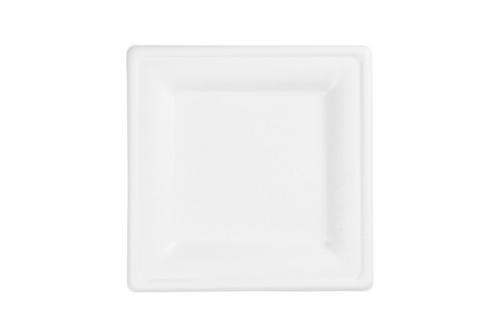 Vegware White Bagasse Square Plate 8"