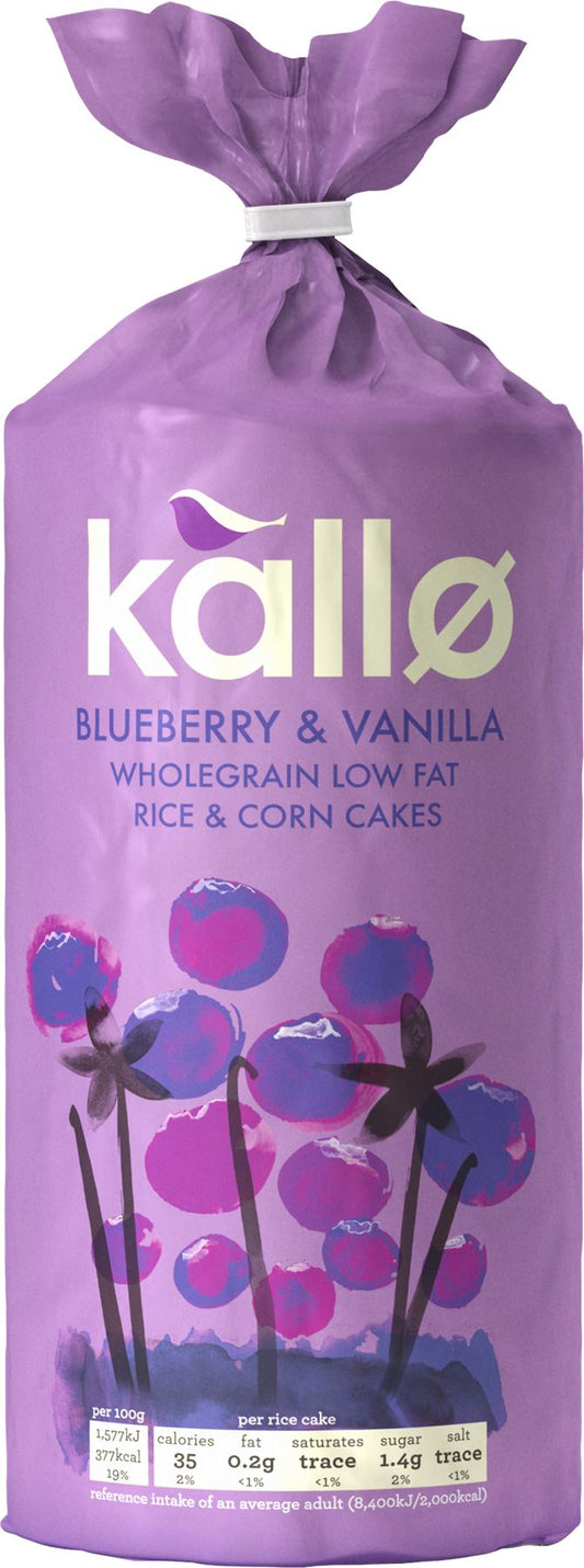KALLO Rice & Corn Cakes - Blueberry & Vanilla 131g - 1 Case