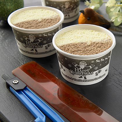 Cooldelight Chocolate & Vanilla Ice Cream Christmas Tubs (Case of 60)