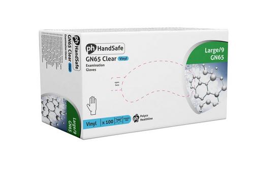 Handsafe GN65 Clear Vinyl Glove Large Powder Free