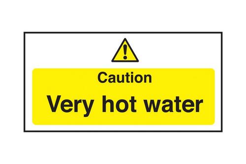 Caution Very Hot Water Sign 10x20cm (4x8")