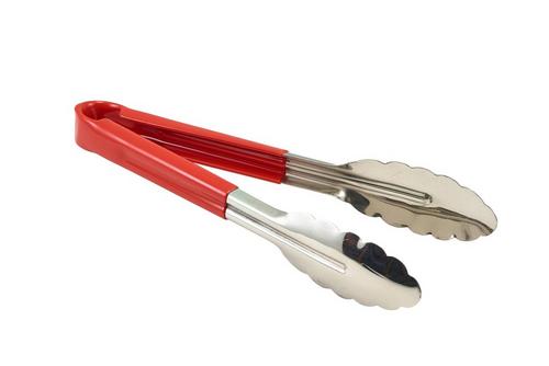 Red Handle Stainless Steel Serving Tongs 23cm (9")