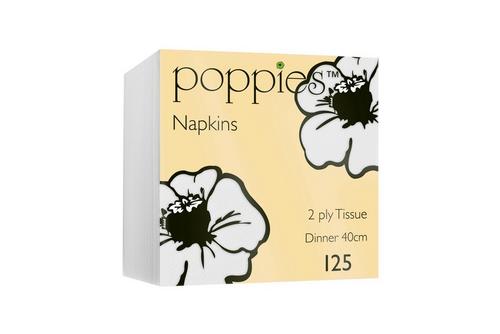 Poppies Napkin White 4F 40cm 2 ply