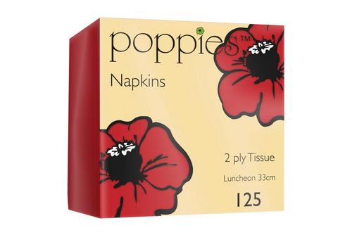 Poppies 2Ply Red Napkin 33cm