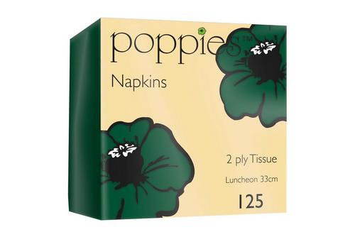 Poppies 2Ply Forest Green Napkin 33cm