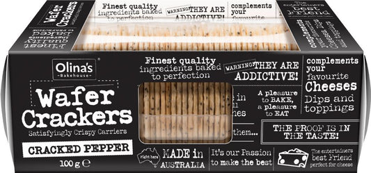 OLINA'S BAKEHOUSE Wafer Crackers - Cracked Pepper 100g - 1 Case