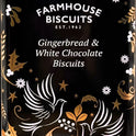 FARMHOUSE BISCUITS Gingerbread & White Chocolate Biscuits in Black Triangle Tin 200g