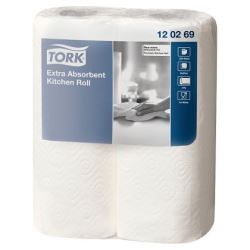 Tork Extra Absorbent Kitchen Roll, 2ply, White, 64sht, 24 (12x2rolls)