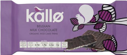 KALLO Belgian Milk Chocolate Rice Cake Thins 75g