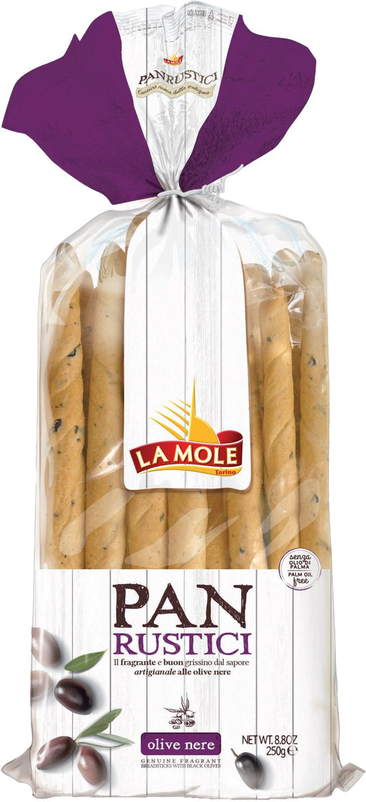 LA MOLE Panrustici Breadsticks - Olives 250g - 1 Case