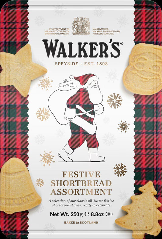WALKER'S Festive Shortbread Assortment - Santa Tin 250g